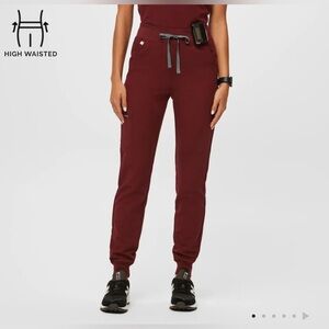 •FIGS• High Waisted Zamora Jogger Scrub Pant Burgundy PO# 2841